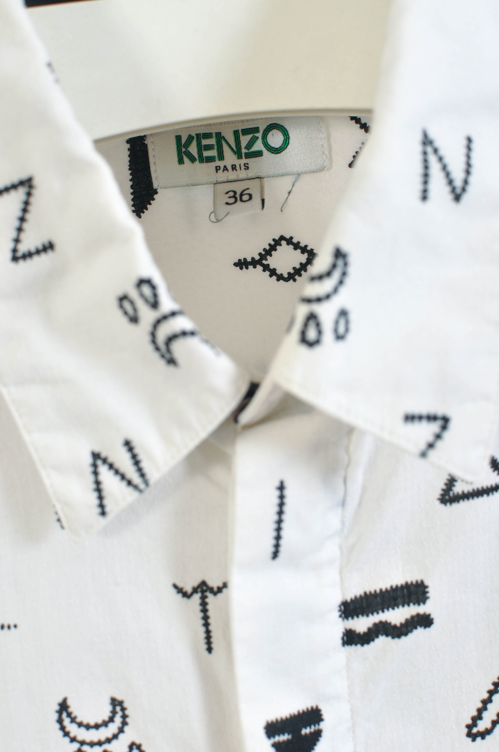 Vintage 00s Kenzo White & Black Cotton Shirt – 36 - Image 4