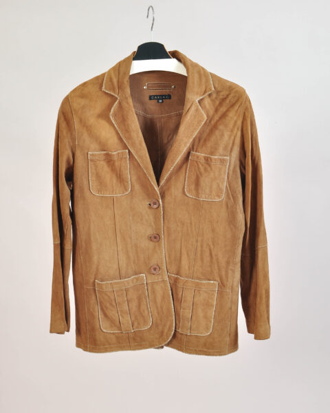 Vintage 00s Carla F. Suede Leather Jacket – Size 38