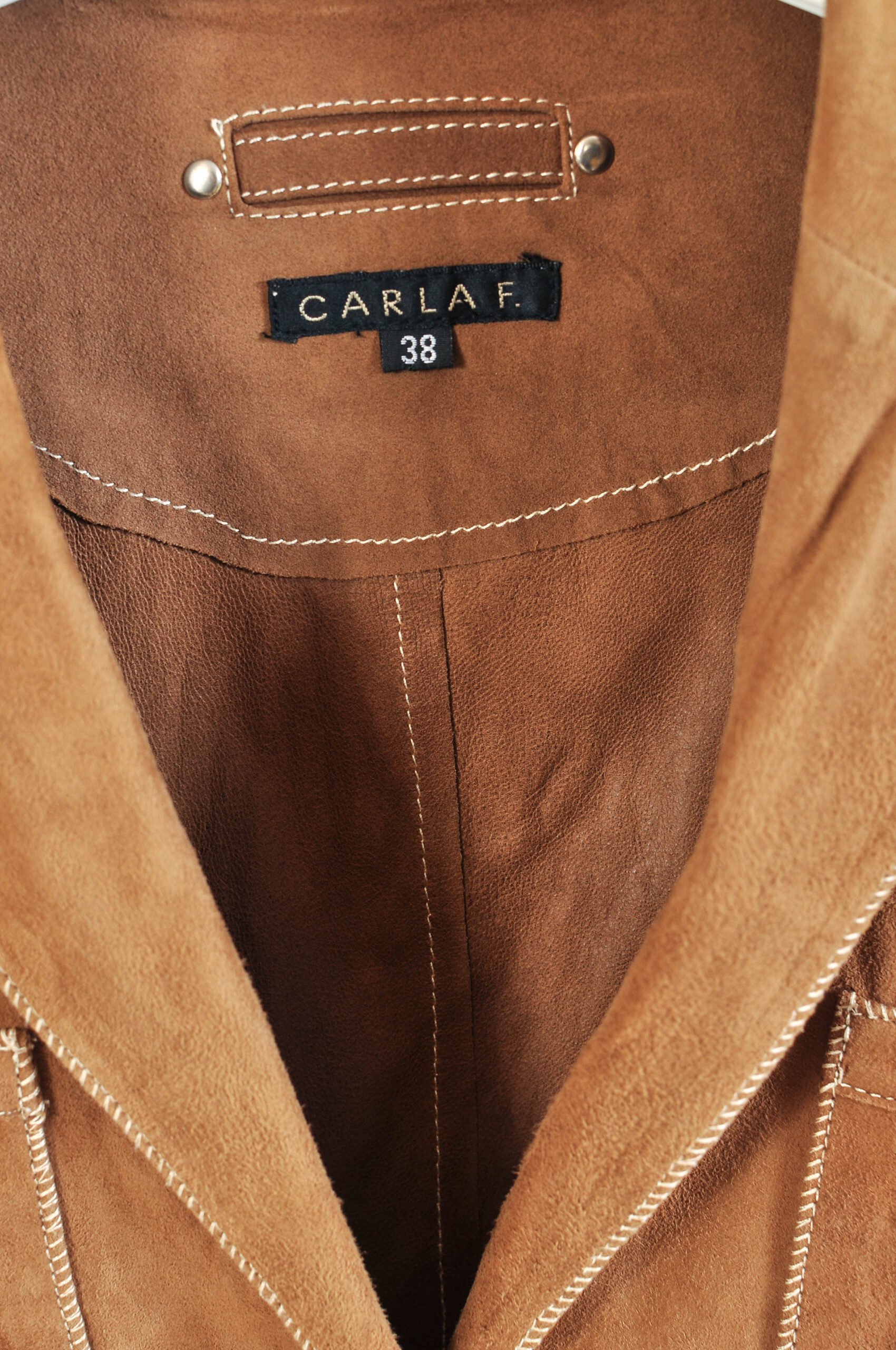 Vintage 00s Carla F. Suede Leather Jacket – Size 38 - Image 4