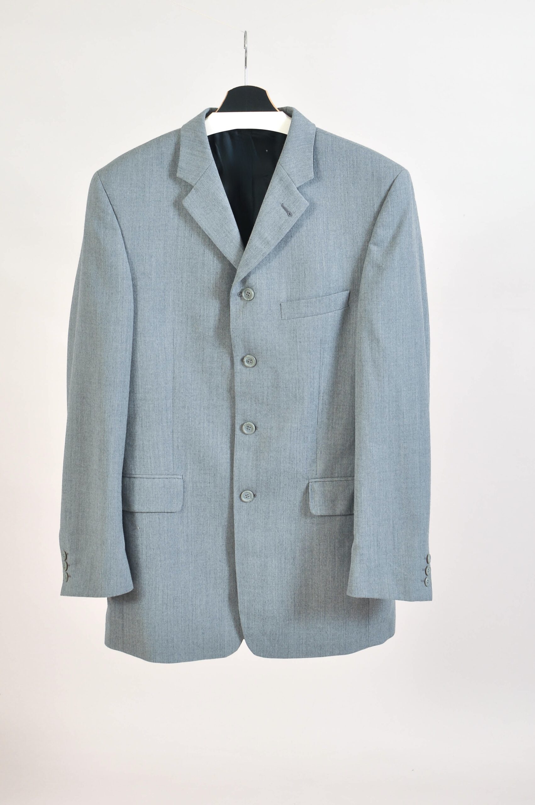 Vintage 90s Palazzo Grey Wool Blend Blazer Jacket – L