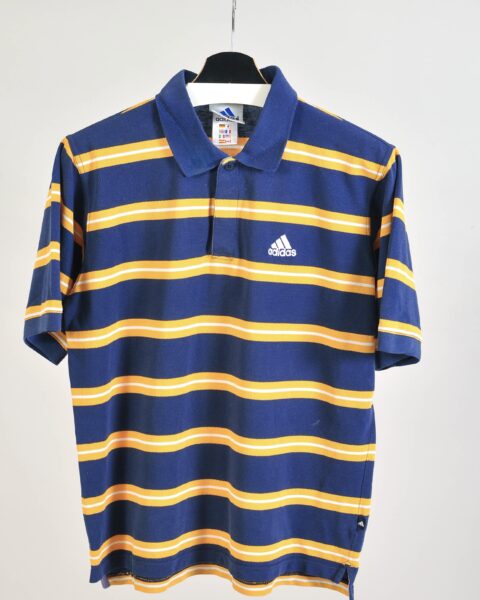 Vintage 00s Adidas Striped Polo Shirt – M