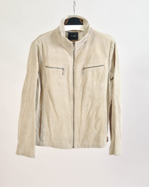 Vintage 00s Suede Leather Funnel Neck Jacket – 42