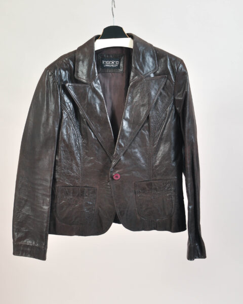 Vintage 00s Brown Leather Blazer Jacket – XL