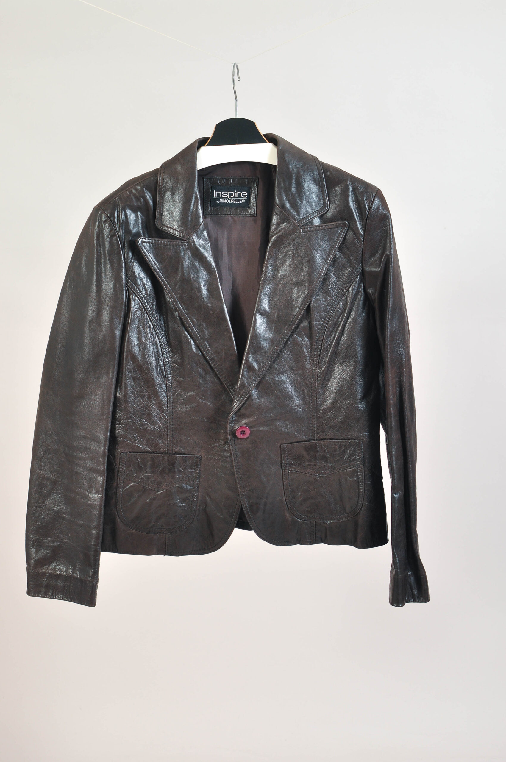 Vintage 00s Brown Leather Blazer Jacket – XL