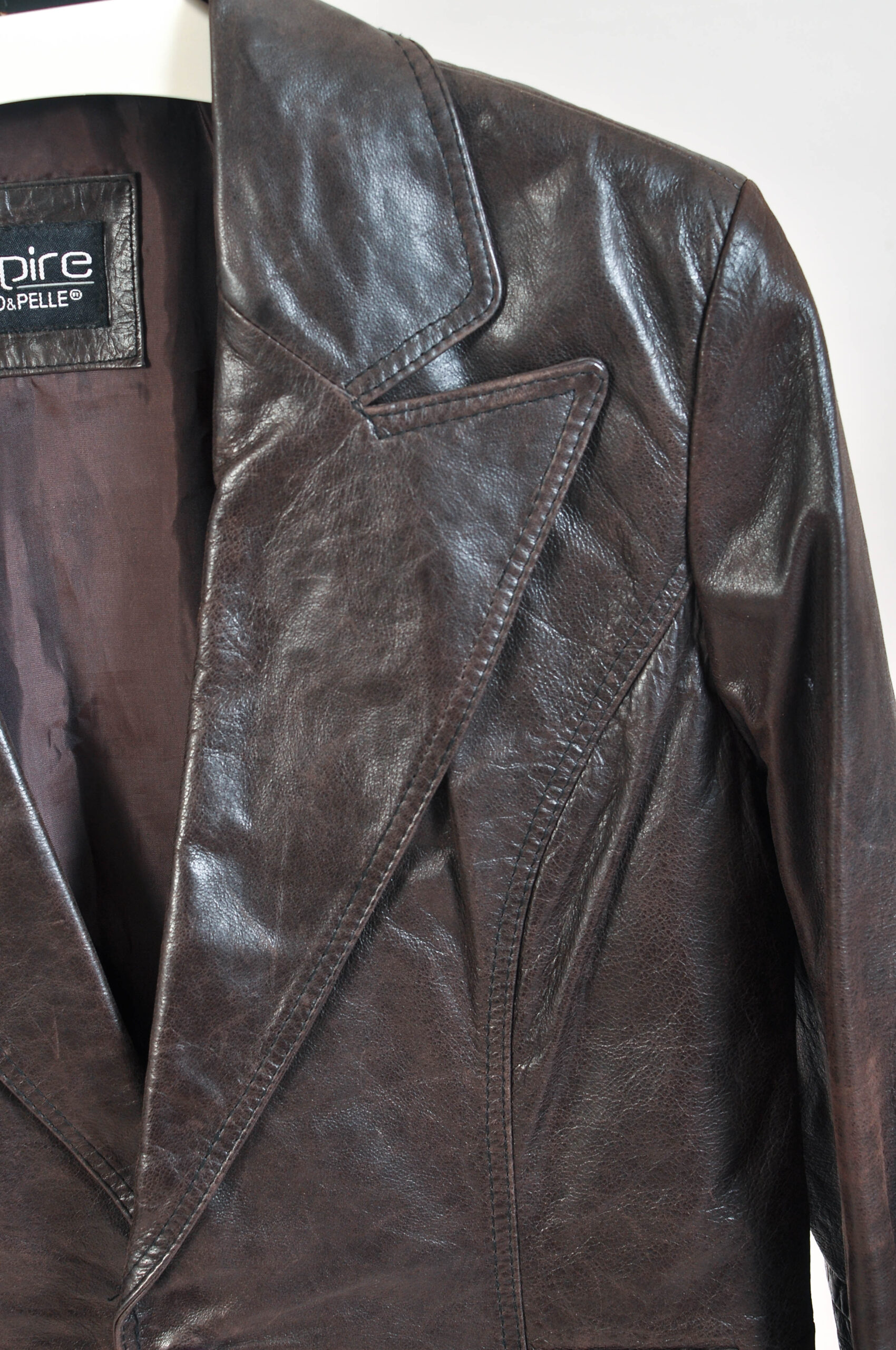 Vintage 00s Brown Leather Blazer Jacket – XL - Image 3
