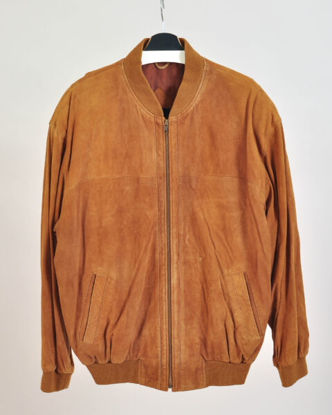 Vintage 70s Brown Suede Leather Bomber Jacket – XXL