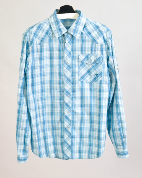 Vintage 00s Light Blue Checkered Shirt – S