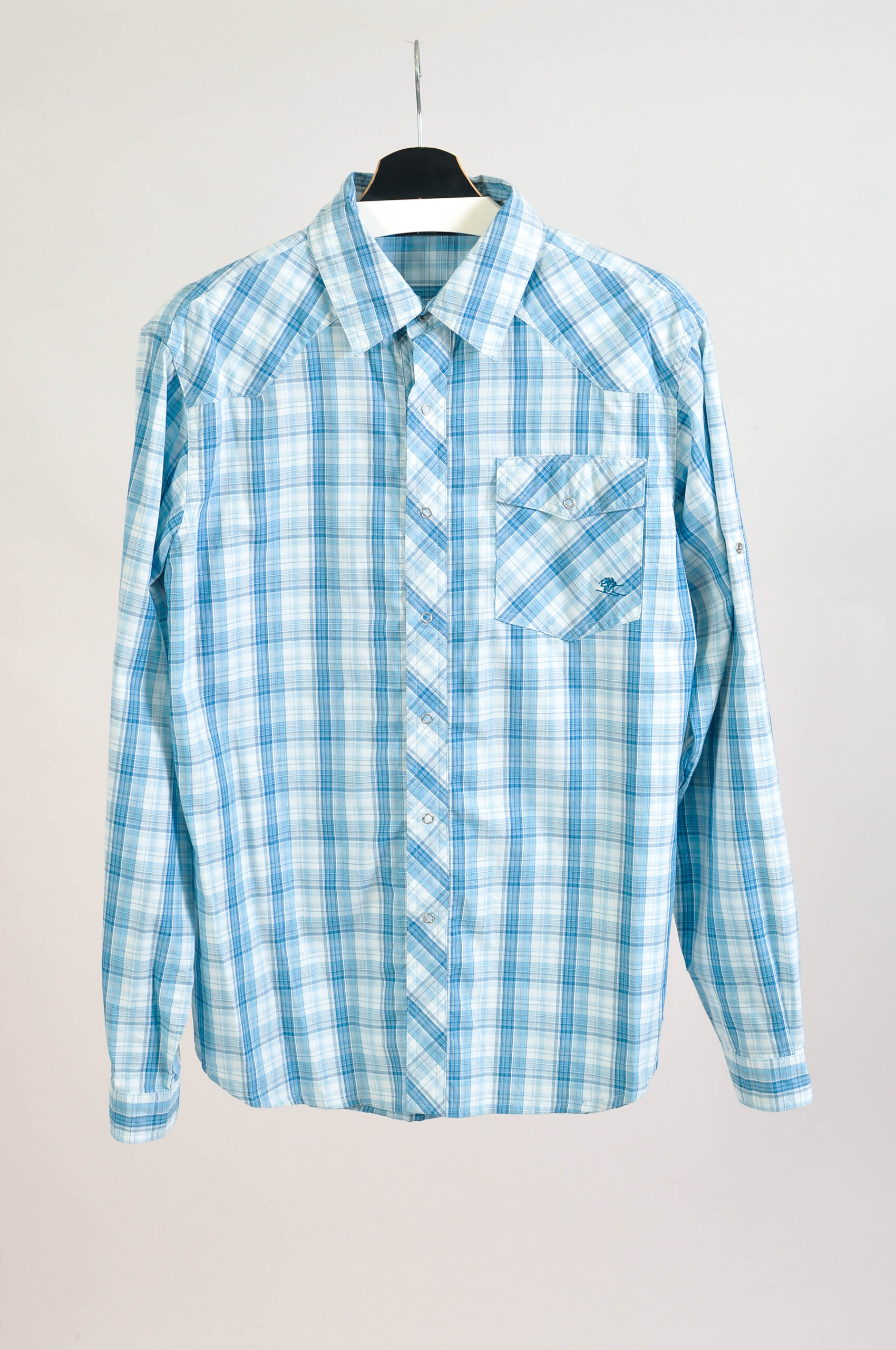 Vintage 00s Light Blue Checkered Shirt – S