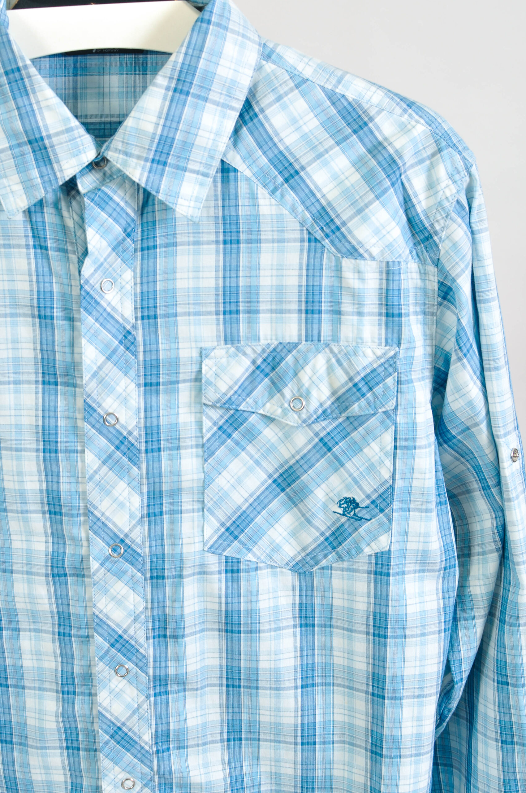 Vintage 00s Light Blue Checkered Shirt – S - Image 3