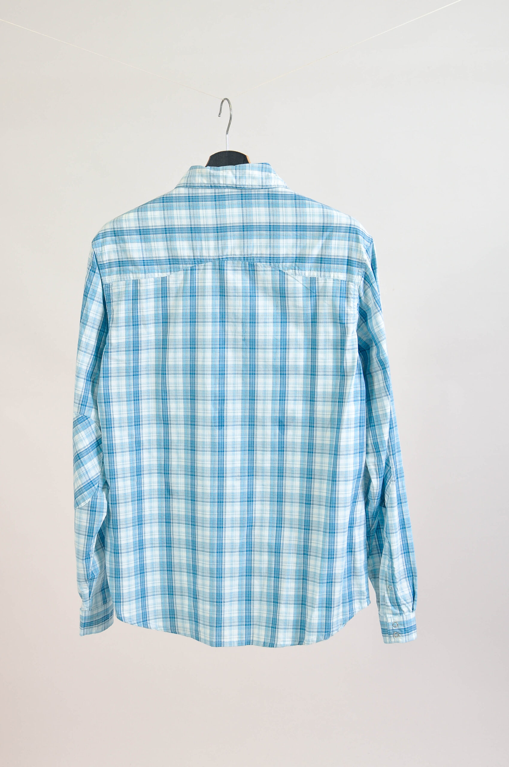 Vintage 00s Light Blue Checkered Shirt – S - Image 5