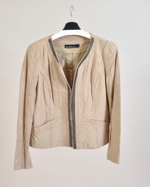 Vintage 00s Beige Suede Leather Jacket – XL