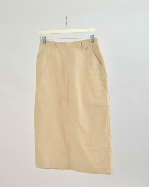 Vintage 90s Beige Midi Skirt – M/L