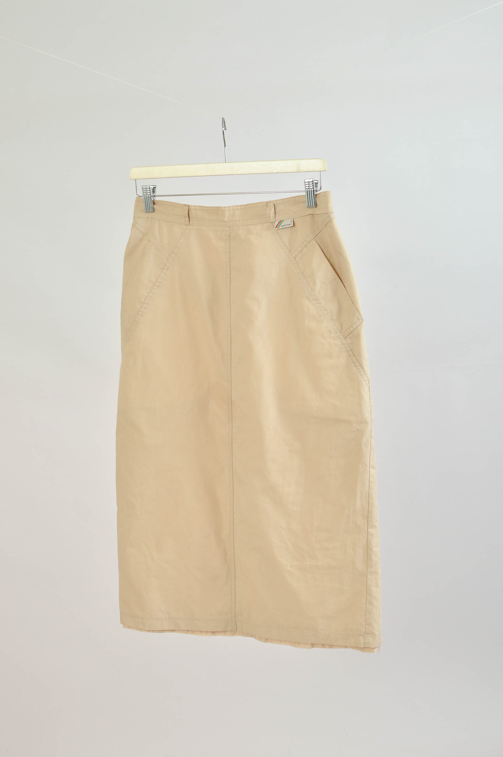 Vintage 90s Beige Midi Skirt – M/L