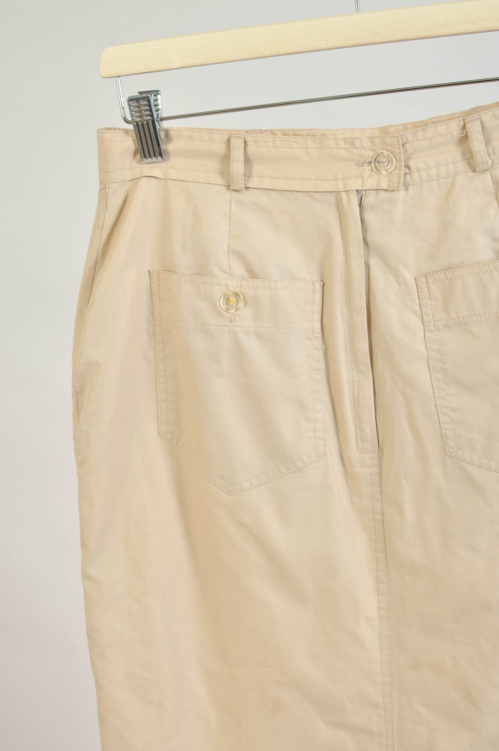 Vintage 90s Beige Midi Skirt – M/L - Image 4