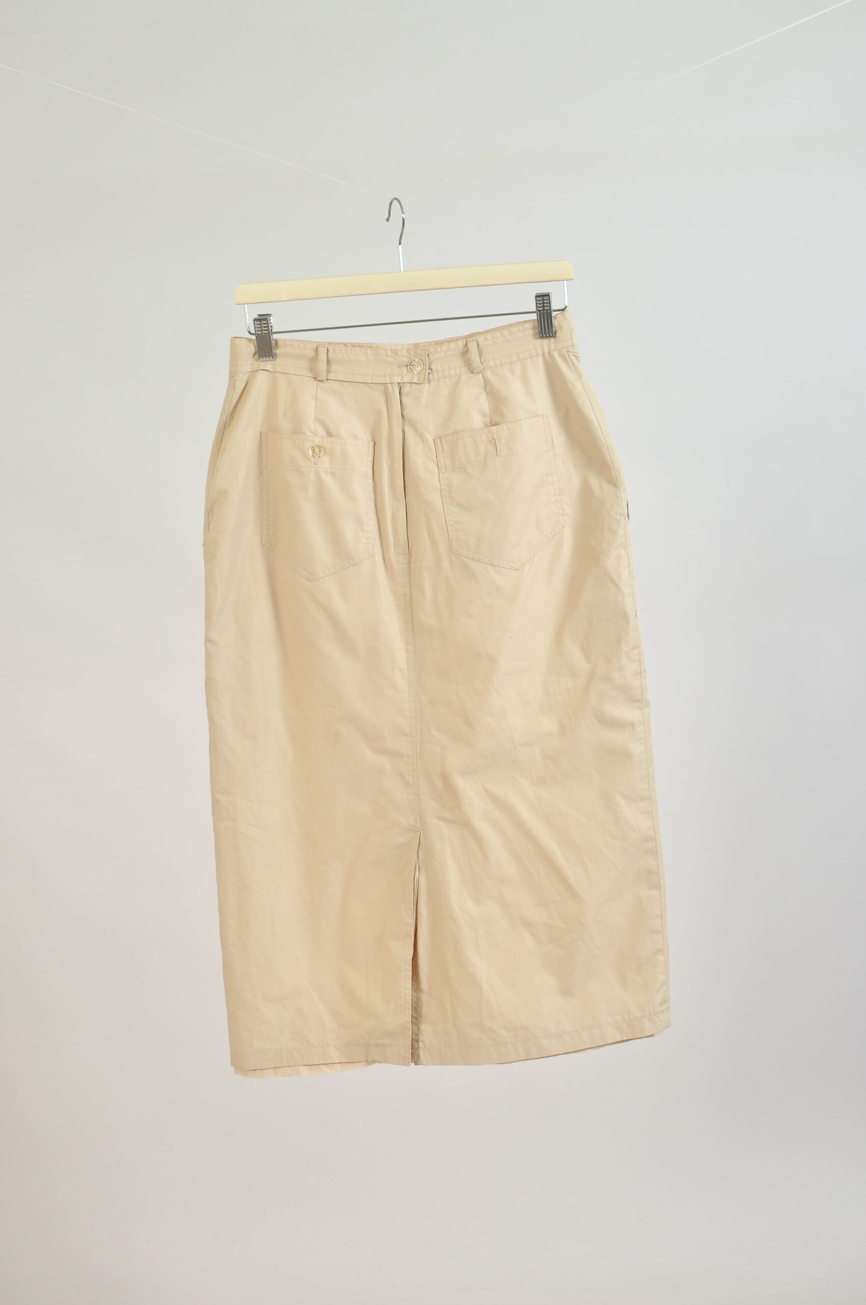 Vintage 90s Beige Midi Skirt – M/L - Image 5