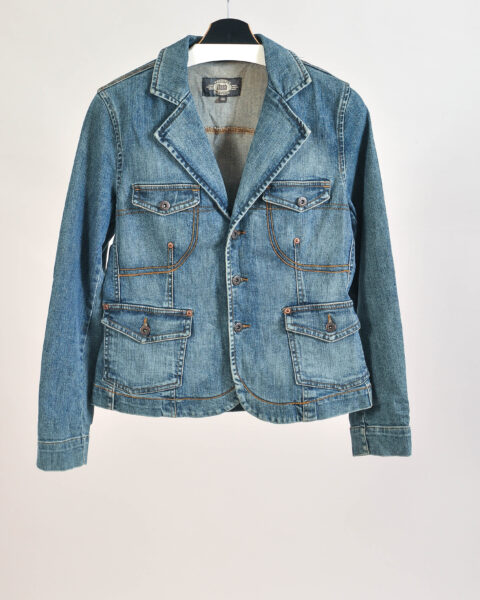 Vintage 00s Denim Blazer Jacket – 38