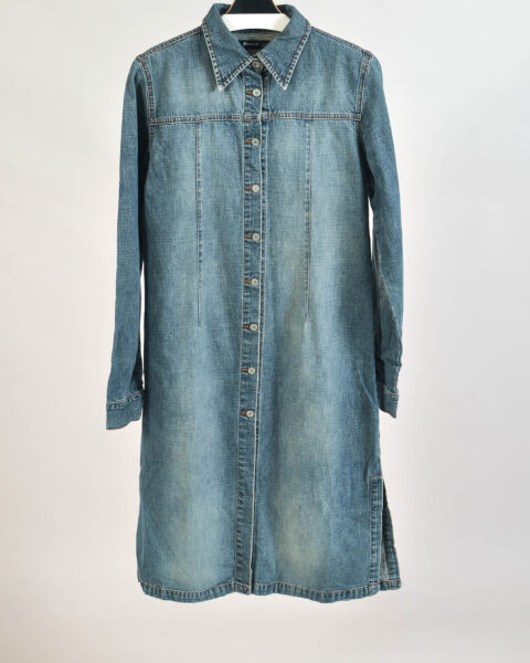Vintage 00s Long Sleeve Midi Denim Dress – L