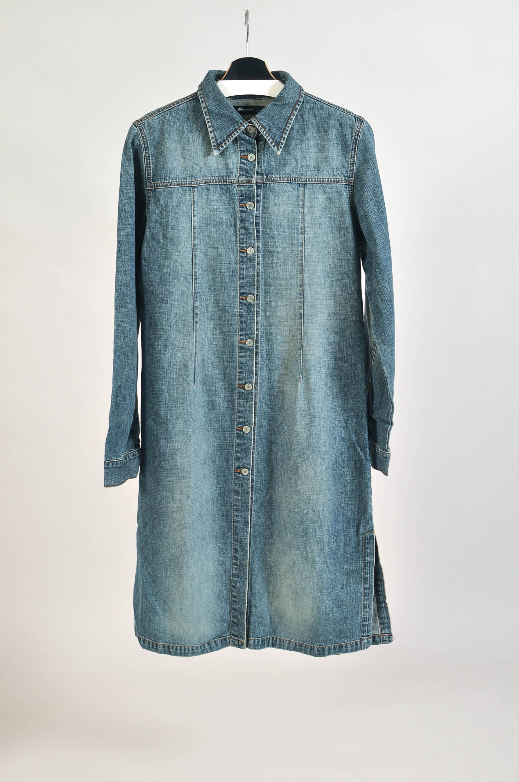 Vintage 00s Long Sleeve Midi Denim Dress – L