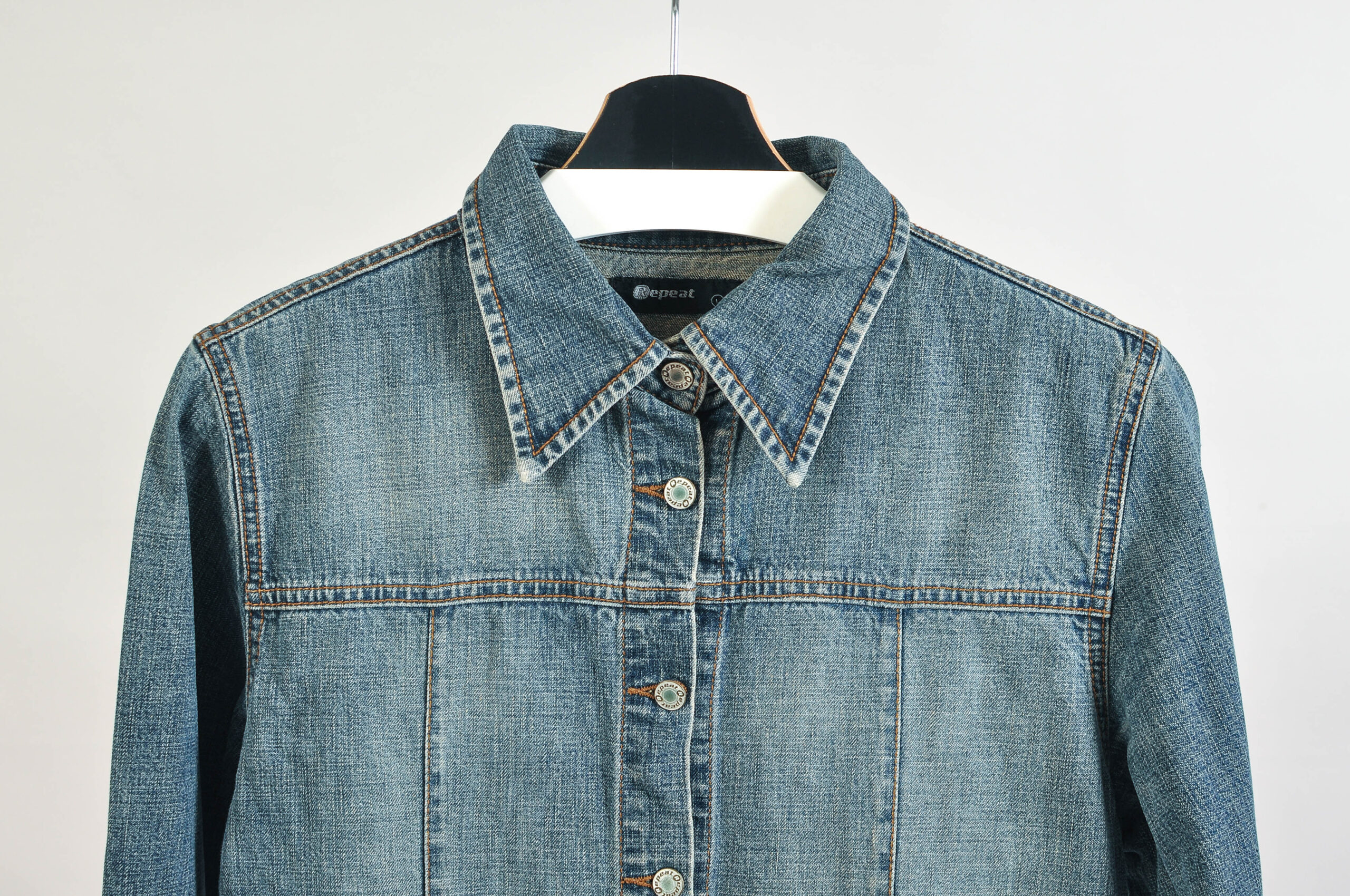 Vintage 00s Long Sleeve Midi Denim Dress – L - Image 3