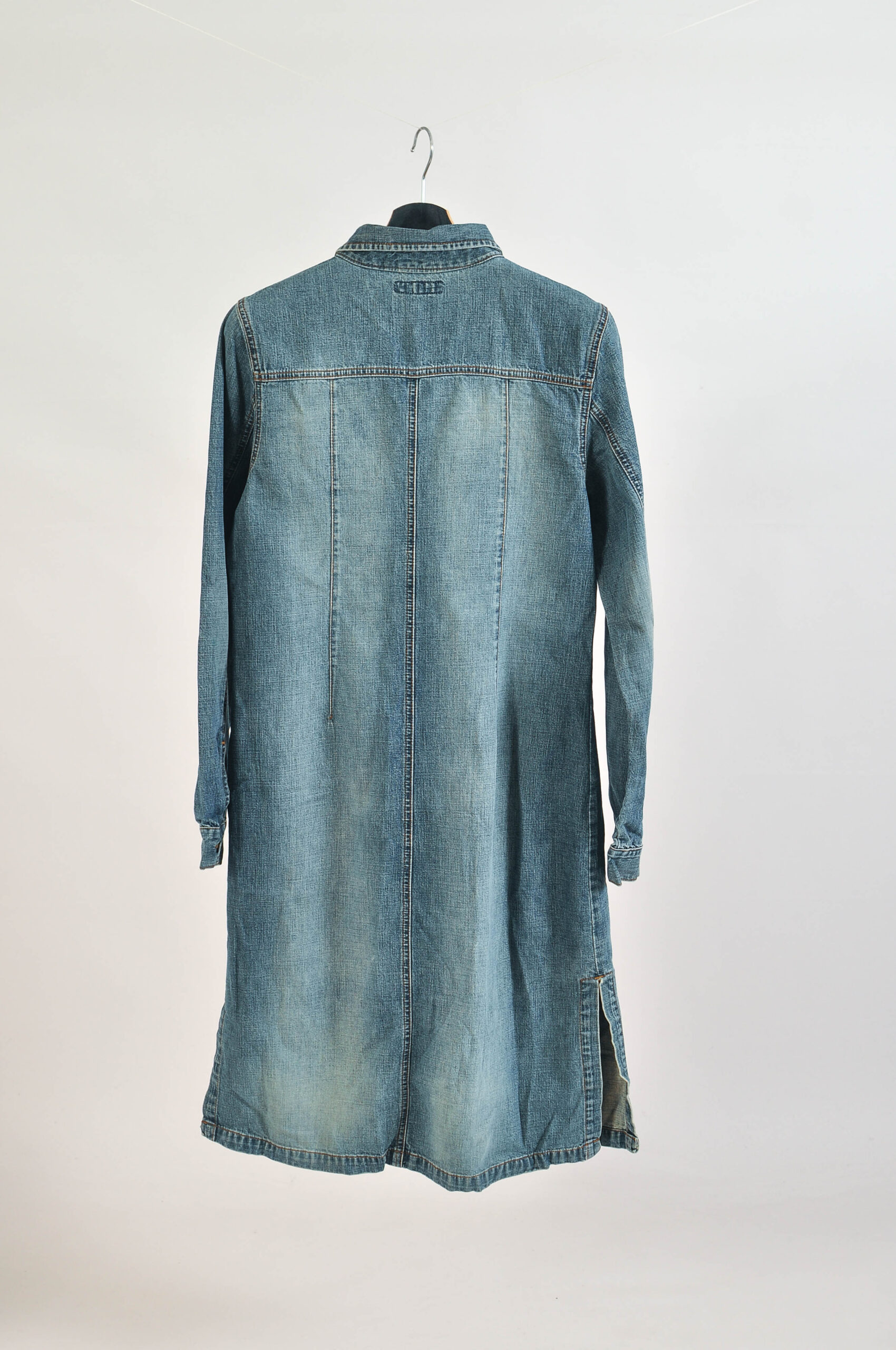 Vintage 00s Long Sleeve Midi Denim Dress – L - Image 4
