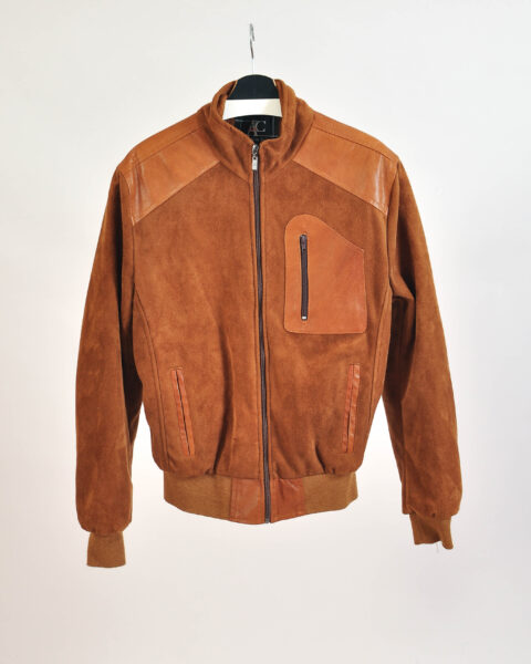 Vintage 00s Faux Suede Bomber Jacket – M