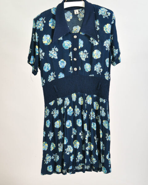Vintage 90s Navy Floral Dress – L