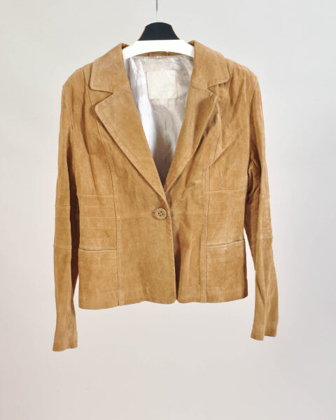 Vintage 00s Beige Suede Leather Jacket – XL