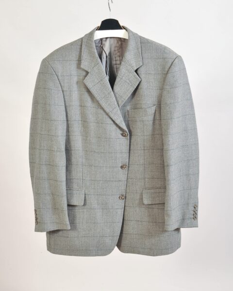 Vintage 90s Grey Checkered Wool Blazer Jacket - 2XL/3XL