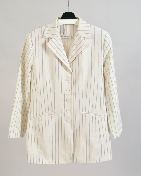 Vintage 90s Striped White Blazer Jacket - 14