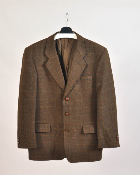 Vintage 90s Tweed Checkered Blazer Jacket - XL