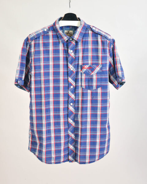 Vintage 00s Wrangler Checkered Short Sleeve Shirt - M