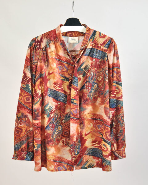 Vintage 80s Abstract Print Blouse - 3XL