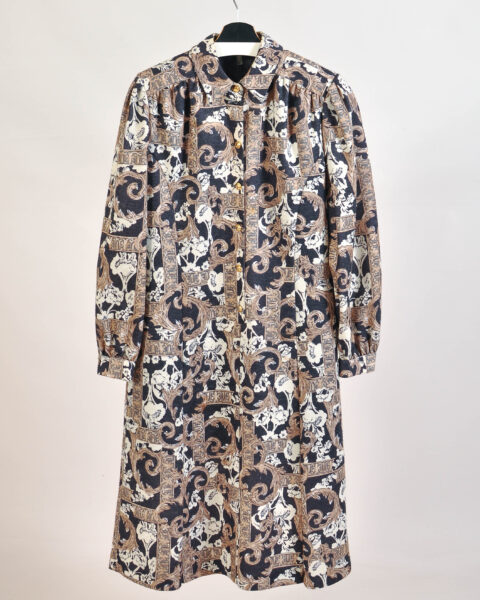 Vintage 80s Abstract Print Maxi Dress - XL