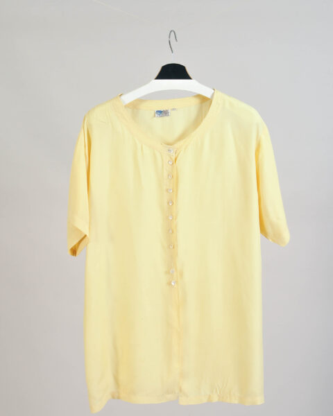 Vintage 90s Oversized Butter Yellow Blouse - 40