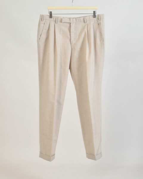 Vintage 90s Oscar Jacobson Beige Wool Blend Trousers - 36