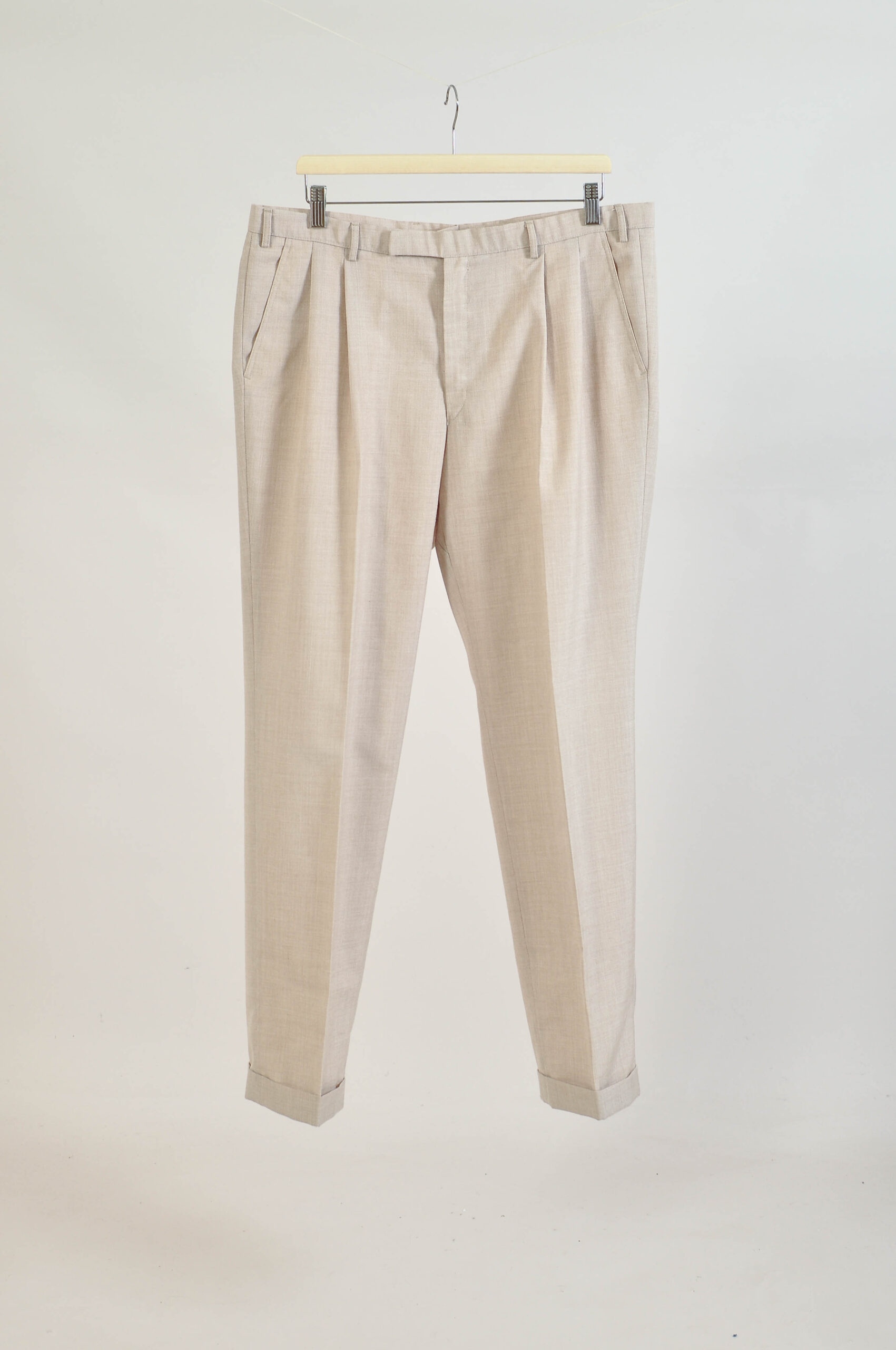 Vintage 90s Oscar Jacobson Beige Wool Blend Trousers - 36