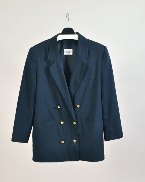 Vintage 90s Double Breasted Navy Jacket - 38