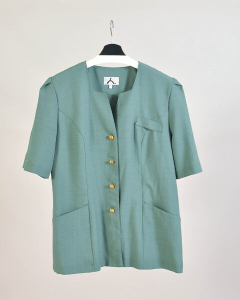 Vintage 80s Green Short Sleeve Jacket - 42