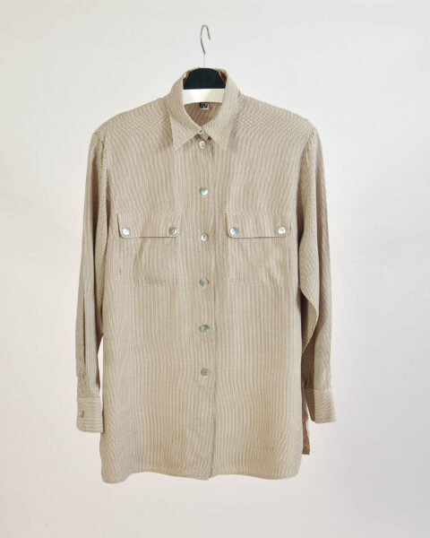 Vintage 90s Beige Button Up Shirt - 38