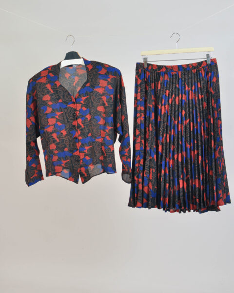 Vintage 90s Pleated Skirt Two Piece setSuit - 42