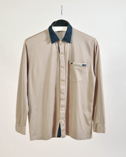 Vintage 90s Beige Button Up Shirt - M