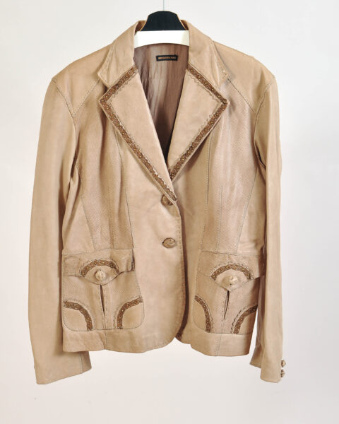 Vintage Y2K Benedetta Novi Beige Ovine Leather Jacket - XL