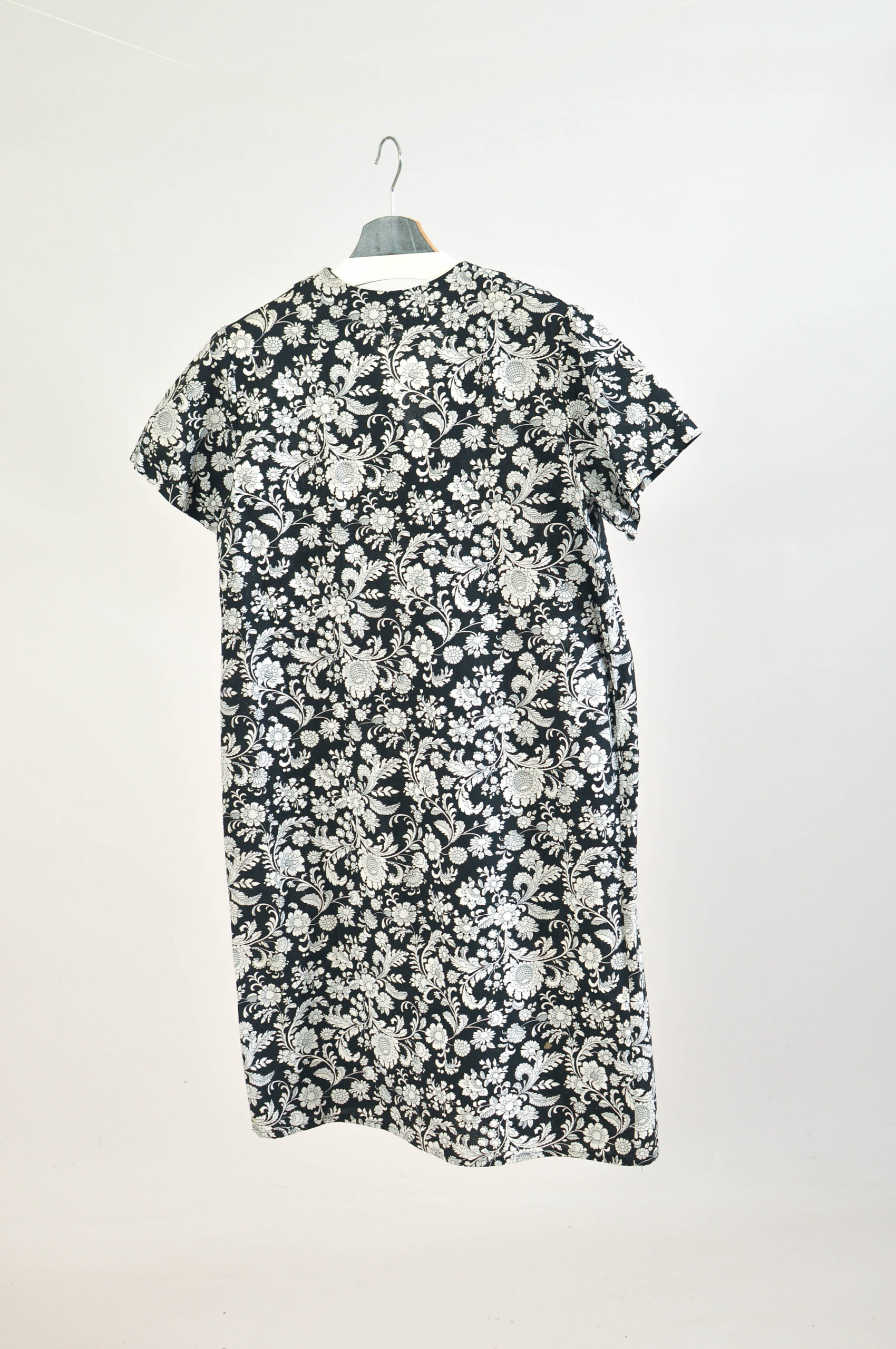 Vintage 90s Floral Button Down Cotton Dress - L - Image 4