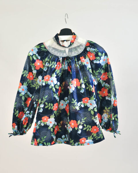 Vintage 70s Floral Retro Boho Blouse - S