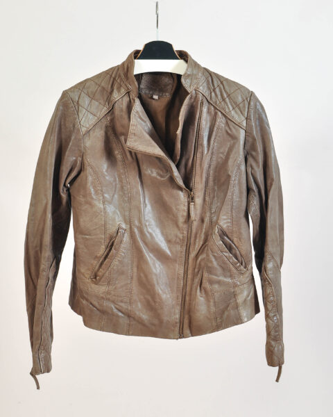 Vintage Y2K Brown Leather Jacket - 42