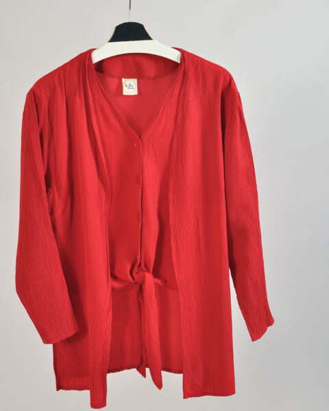 Vintage 90s  Red Blouse - L