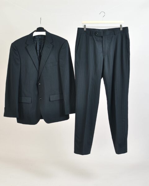Vintage 00s Roy Robson Black Striped Suit - XL
