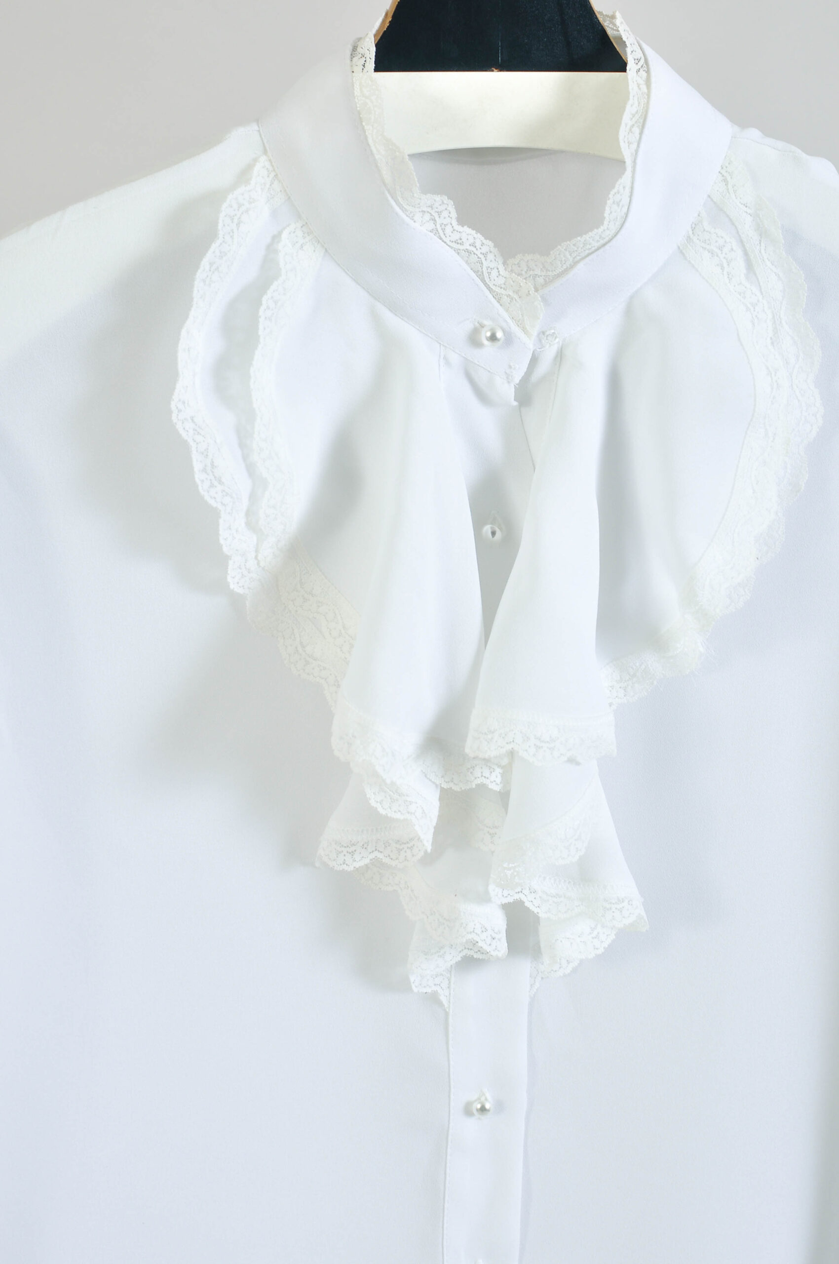 Vintage 90s White Ruffle Blouse - L - Image 3