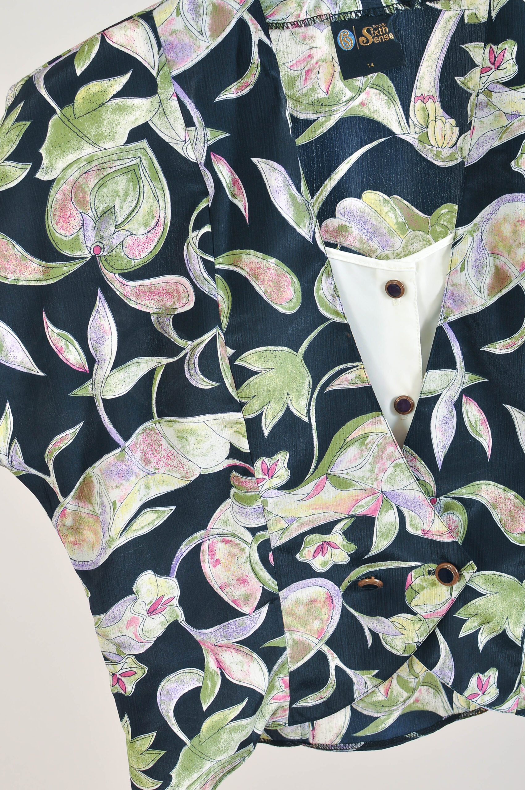 Vintage 90s Floral Blouse - 14 - Image 3