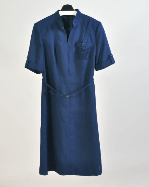 Vintage 70s Dark Blue Midi Dress - L